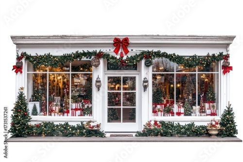 Vintage Christmas store facade christmas window decorations.