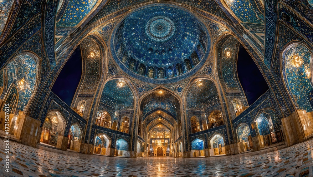 Obraz premium Intricate architectural interior at night