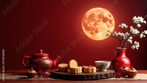 mid autumn festival with traditional food 