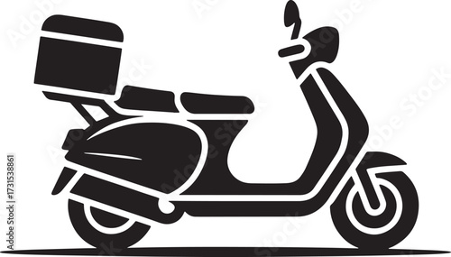 Delivery Scooter with Box Vector on Transparent Background