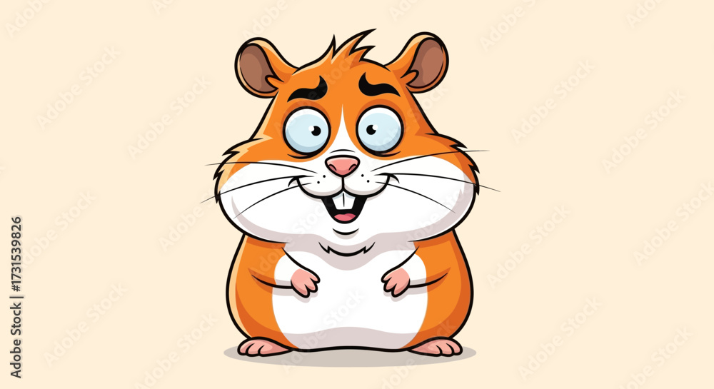 Fototapeta premium Adorable cartoon hamster character illustration with expressive eyes and a cheerful smile