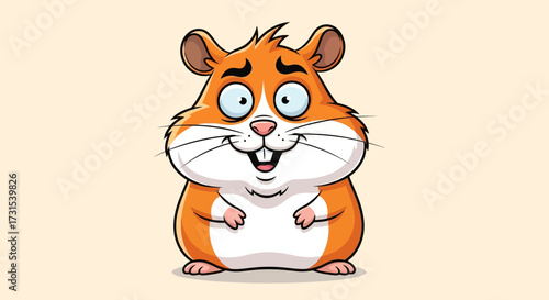 Adorable cartoon hamster character illustration with expressive eyes and a cheerful smile