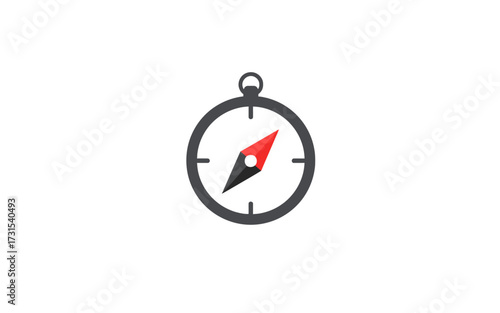 Simple illustration of a compass, a navigational instrument, pointing towards a direction.