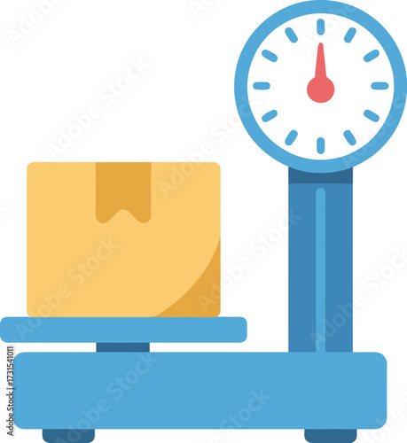 Package Weighing Scale Illustration for Shipping Logistics Cargo Distribution