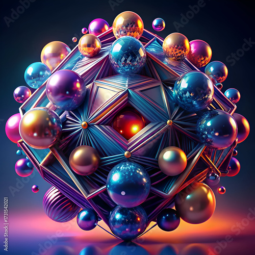 Abstract 3D Render. Geometric Shapes and Vibrant Colors