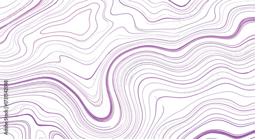 Abstract topographic contour lines in purple on a white background.