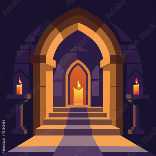 byzantine arch hall glowing with candles  (1).eps