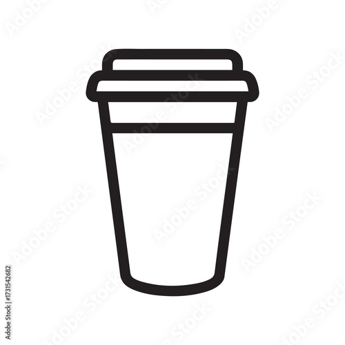 Minimalist Coffee Cup Icon Outline, Disposable Beverage Container Icon
