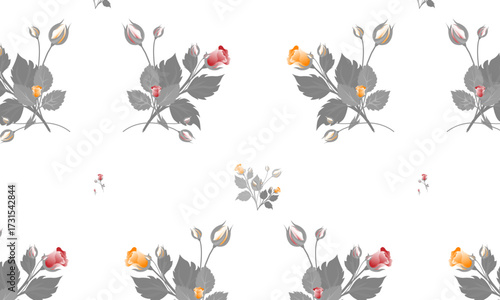 Wallpaper Mural Seamless Floral Pattern Vector Design, Pattern With Rose Flower For Fashion, Fabric, Textile, Wallpaper. Vintage Striped  Torontodigital.ca