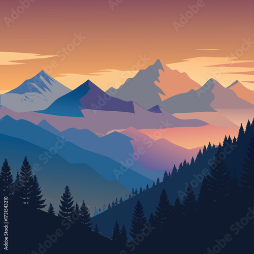 evening panorama of bavarian alps  layered mountai (1).eps