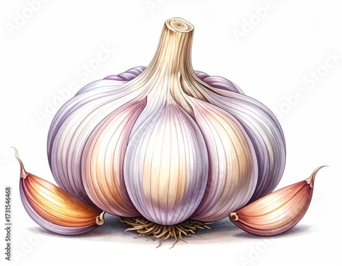 Wallpaper Mural Detailed illustration of a garlic bulb with cloves (1) Torontodigital.ca