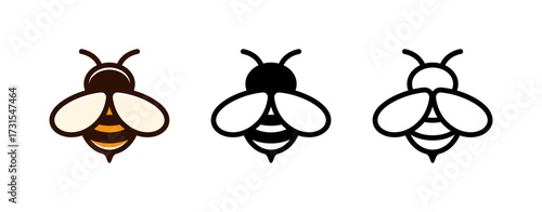 Bee icon. Honey bee vector isolated on white background.