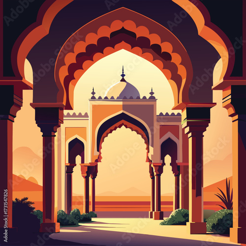 moorish palace arch with intricate carvings  (2).eps