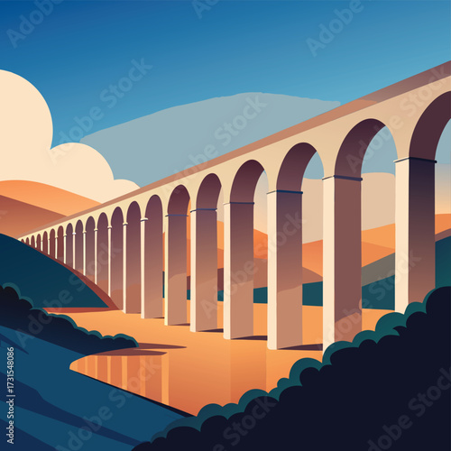 old aqueduct arches spanning valley  (2).eps