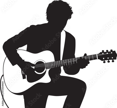 a person playing an acoustic guitar Silhouette
