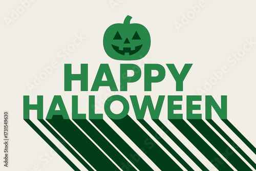 Minimalist Halloween Poster. “Happy Halloween”. geometric sans heavy, flat fills, long angled shadows,