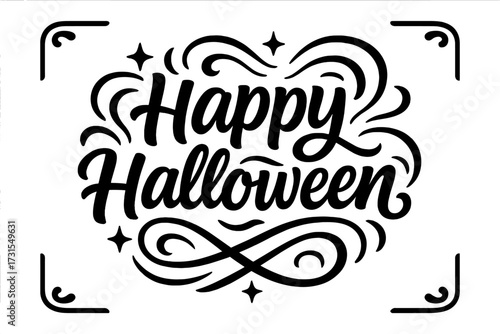 Happy Halloween Art. “Happy Halloween”. modern hand lettering, smooth curves, balanced composition, clear