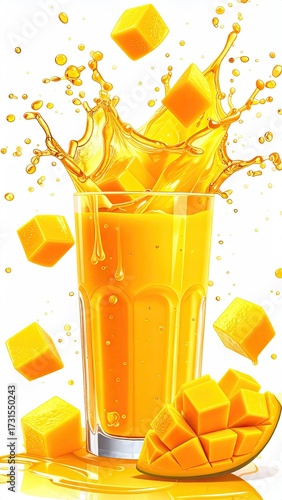 Wallpaper Mural Mango smoothie splash in glass Torontodigital.ca