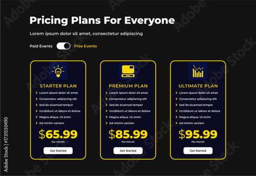 plan pricing table template design ui ultimate