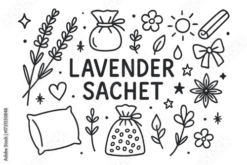 Lavender Sachet Illustration. Lavender Sachet. Hand-drawn doodle illustration of Lavender Sachet. Lavender