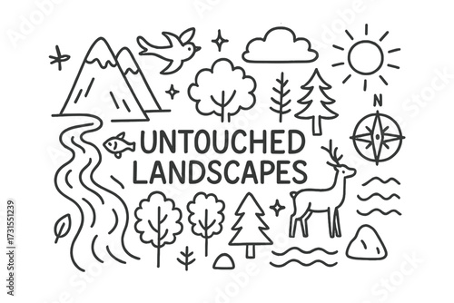 Untouched Landscape Doodle. Untouched Landscapes. Hand-drawn doodle illustration of Untouched Landscapes.
