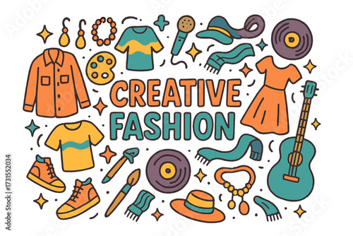 Creative Fashion Doodles. Creative Fashion. Hand-drawn doodle illustration of Creative Fashion. Dresses,