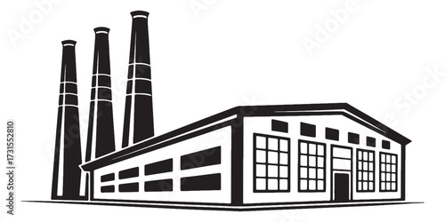 Iconic industrial factory with towering smokestacks symbolizing manufacturing and production power
