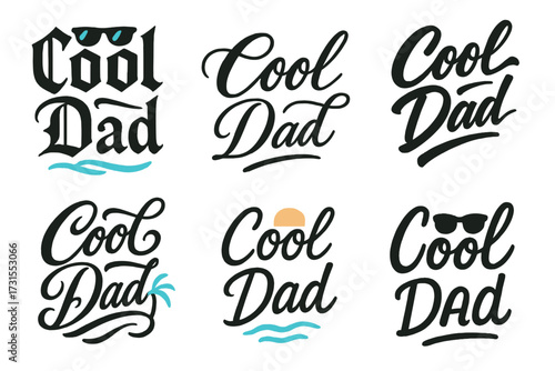 Cool Dad Calligraphy. Cool Dad. Create a calligraphy lettering illustration of the phrase: Cool Dad. Render 6