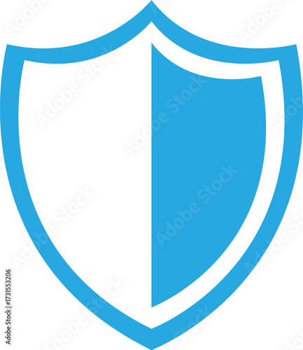 Isolated vector shield icon in blue hues on black
