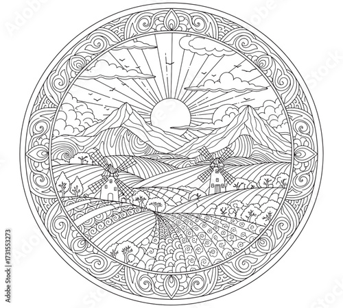 Sunrise Over the Mountains Mandala