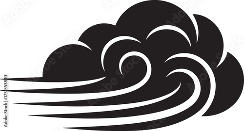 flowing wind lines Stylized black cloud