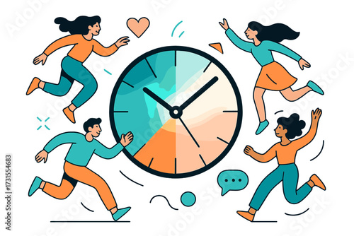 Futuristic Abstract Clock. Abstract clock face. A circle divided into geometric segments, each glowing with