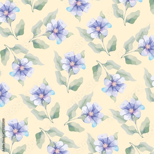 Wallpaper Mural Gentle watercolor floral seamless pattern with delicate purple flowers Torontodigital.ca