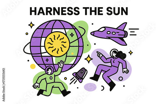 Spaceship Near Dyson Sphere. Interstellar travel concepts and technologies. Spaceship orbiting near glowing