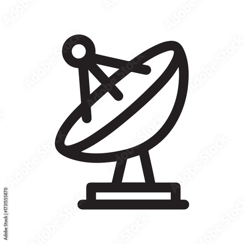 Satellite Dish Antenna Communication Icon Black and White