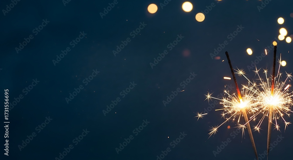 Obraz premium Sparkling fireworks illuminate a dark night sky with a festive glow