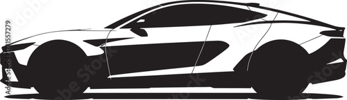 Sleek white sports car silhouette on a white background