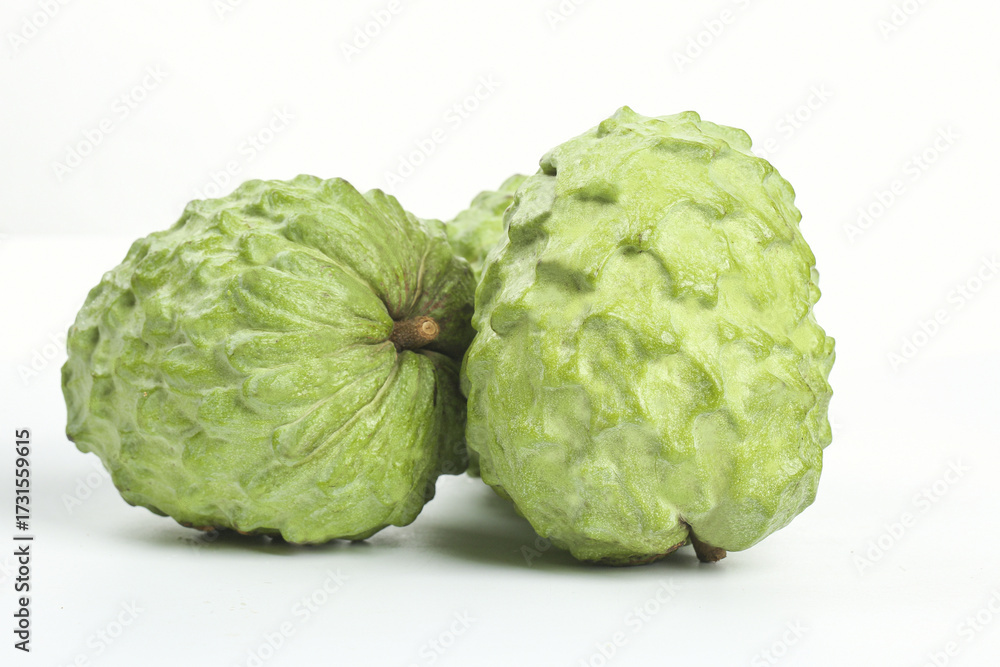 Fototapeta premium Fresh Custard Apple Sugar Apple Tropical Fruit Isolated on White Background