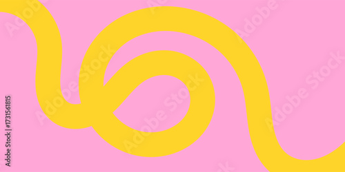 Bright yellow curvy line forming a looping shape on a soft lavender background, vibrant and playful minimalist vector art ideal for creative, artistic, and digital design uses.