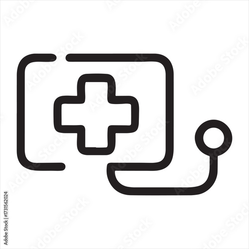 Medical Cross Icon Vector | Simple Outline with Plus Symbol, Healthcare, and Medical Illustration