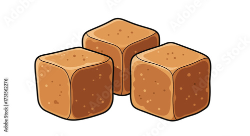 Delicious caramel cubes illustration perfect for dessert and confectionery designs showcasing