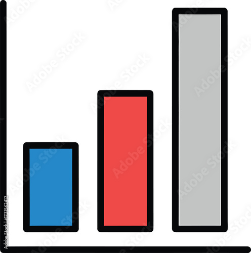 A simple bar chart showing three bars of increasing height, representing data growth or comparison.