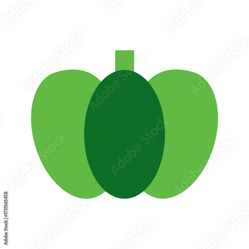 緑のカボチャ　ベクターイラスト　秋素材　ハロウィンの招待状・カードデザイン・ポスター・ウェブデザインの装飾