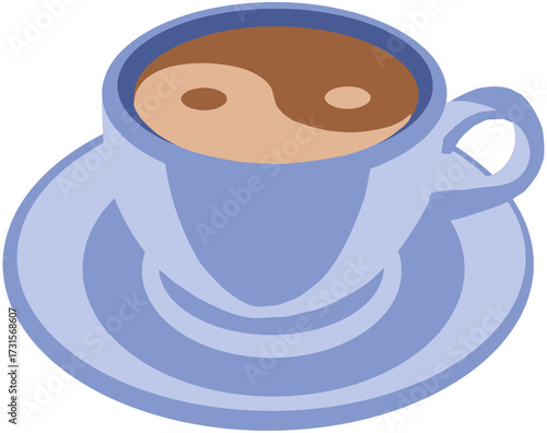 Yin yang coffee cup and saucer illustration