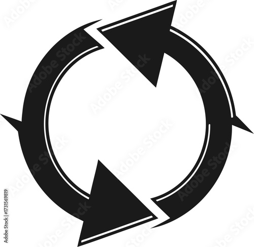 Simple circular arrow icon silhouette displayed on a white background