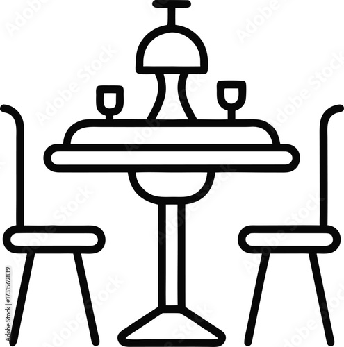 Simple outline of a dining table icon on a white background