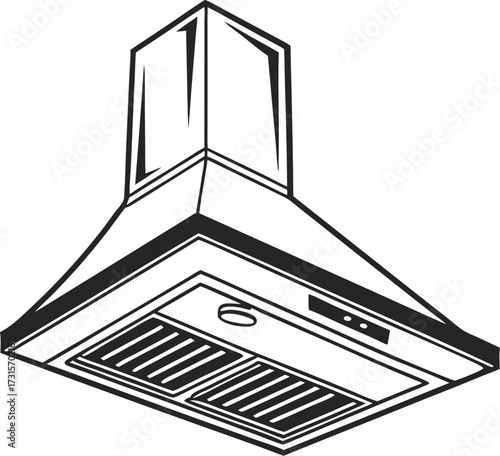 Simple black silhouette vector illustration of a kitchen range hood
