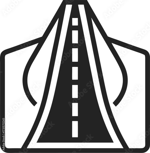 A simple outline of a lane change arrow icon on white
