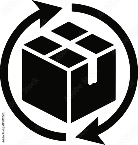 Simple silhouette of a return parcel with a white background