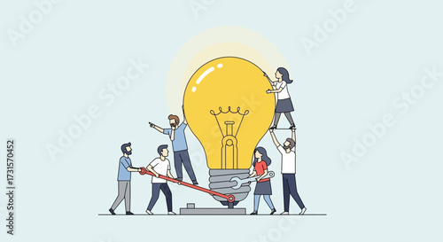 Teamwork and creative collaboration: Illustrating a collective effort to bring innovative ideas to
